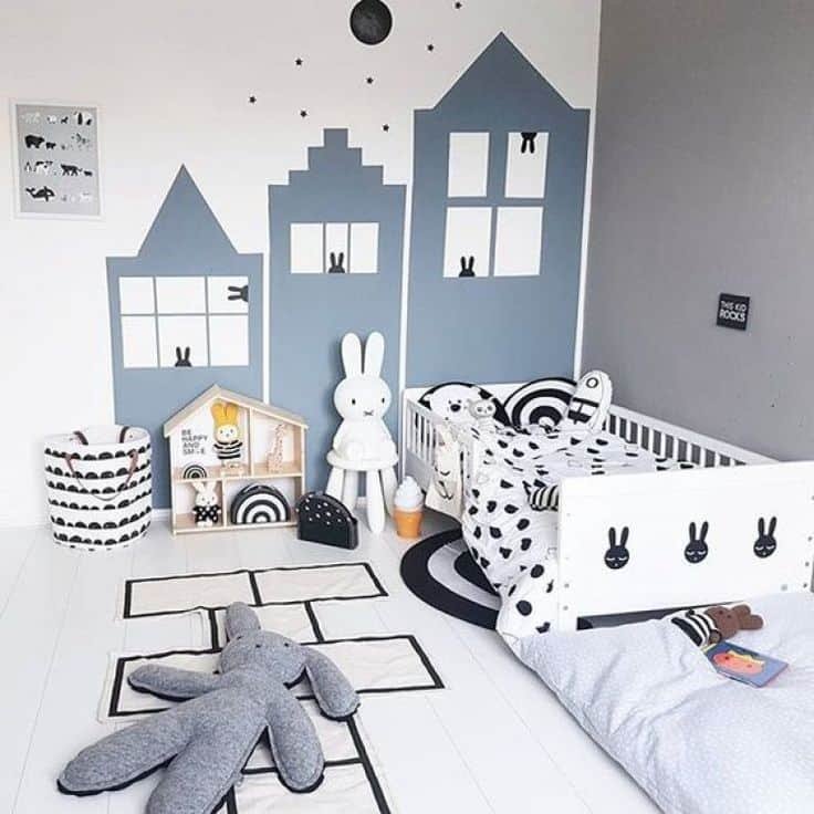 chambre enfant : peinture géométrique