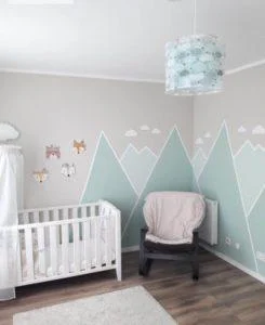 peinture geometrique pour chambre de bébé ou enfant. peinture de montagne