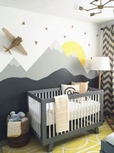peinture géométrique pour chambre d'enfant