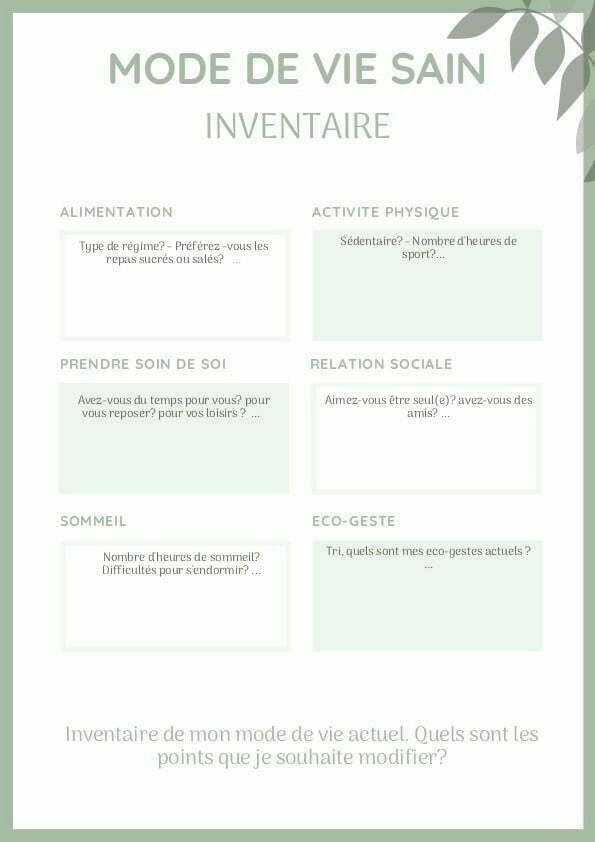 Mode de vie sain: exercice pour réaliser l 'inventaire