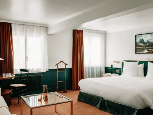 decoration chambre experimental chalet velours pastel et vert