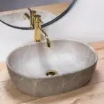 Vasque à poser effet pierre naturelle, marbre gris