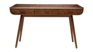 Bureau 3 tiroirs en bois de noyer esprit vintage et design épuré
