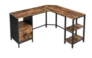 Bureau d'angle style industriel en bois et metal