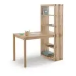 Bureau etageres en bois clair pour gagner de la place