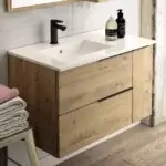 Meuble suspendu en teck avec vasque integrée