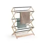 porte serviette de bain pliable en bois et metal