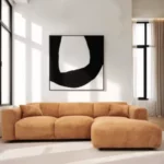 canapé d'angle élégant de couleur terracota